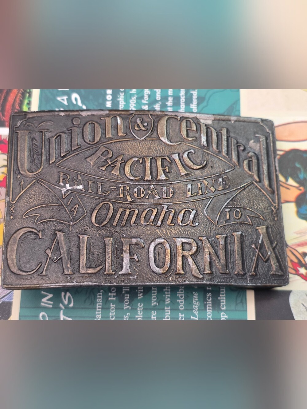 VTG Union & Central Pacific Railroad Line Belt Buckle - Omaha to California